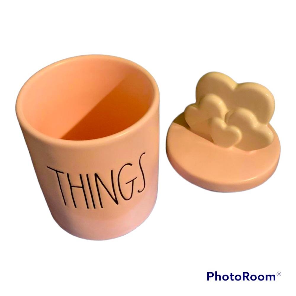 Rae Dunn “THINGS” Ceramic Jar with Heart Lid
